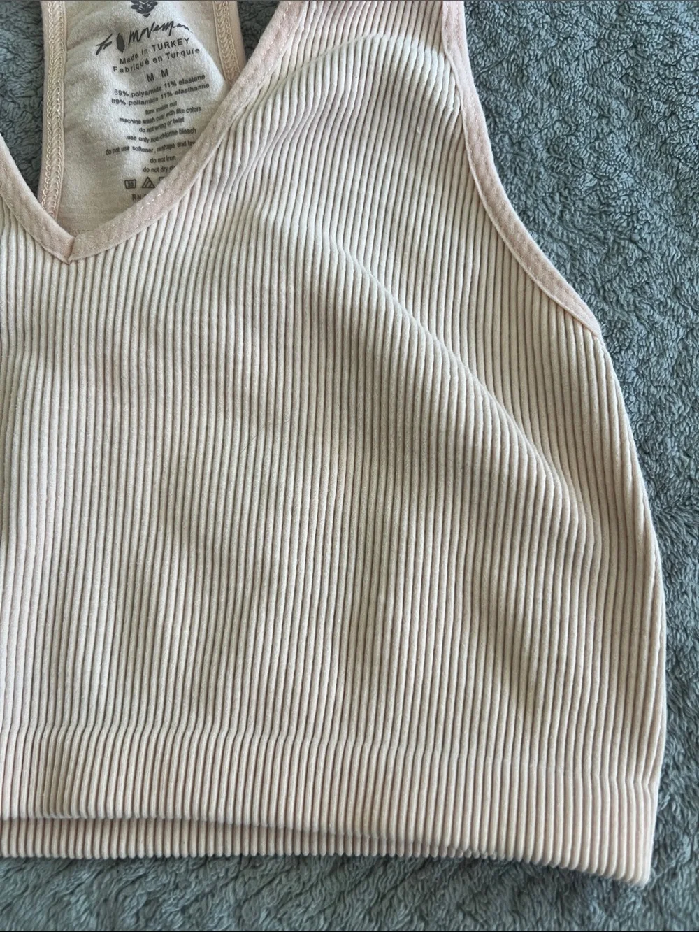Free People Movement Nude Peach Seamless V-Neck Racerback Bralette Size Medium